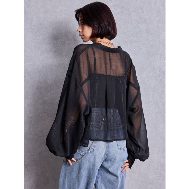 SHEERラメショートシャツ | GYDA | 詳細画像3 