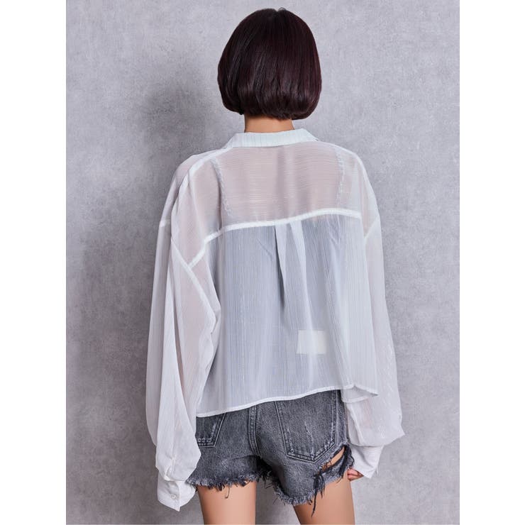 SHEERラメショートシャツ | GYDA | 詳細画像7 