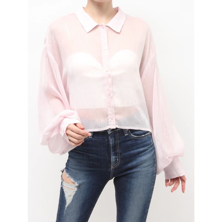 ピンク | SHEERラメショートシャツ | GYDA