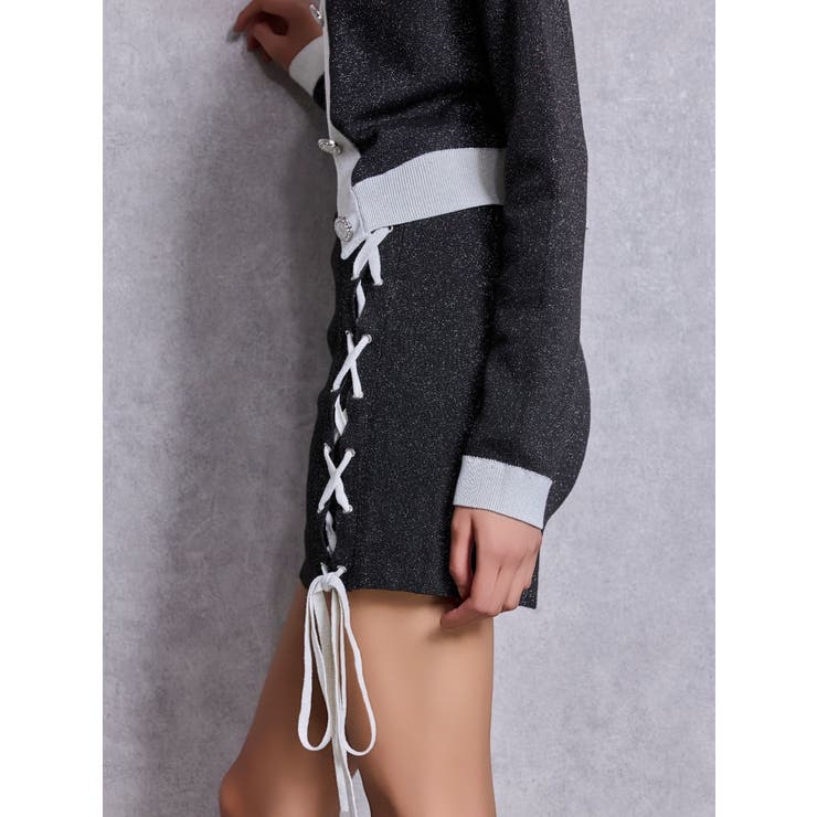 フロントレースアップラメニットスカートライクショートパンツ | GYDA | 詳細画像32 