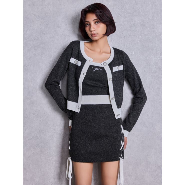 フロントレースアップラメニットスカートライクショートパンツ | GYDA | 詳細画像6 