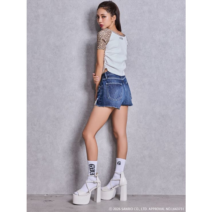 ハイウエストBACK RIPPEDデニムショートパンツ | GYDA | 詳細画像28 