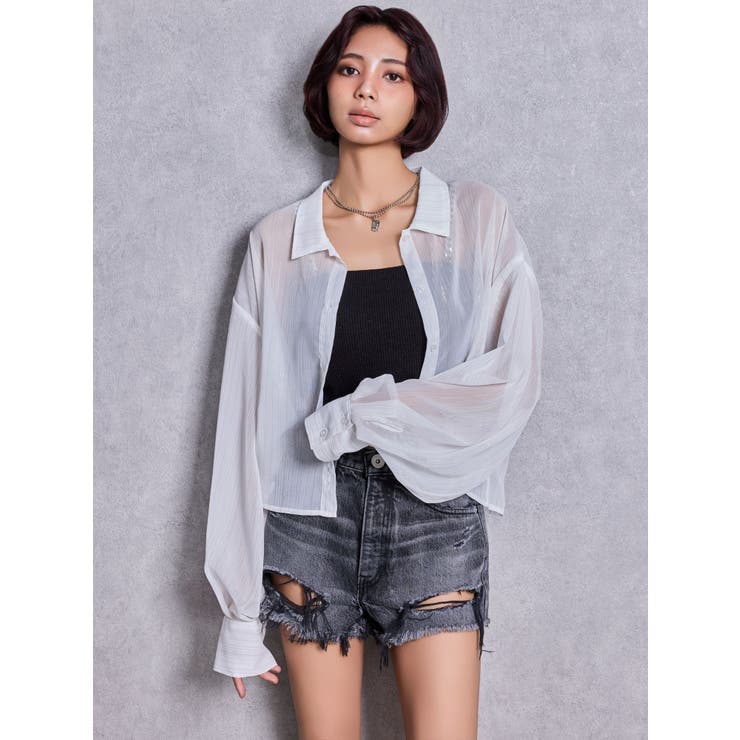 ハイウエストBACK RIPPEDデニムショートパンツ | GYDA | 詳細画像39 