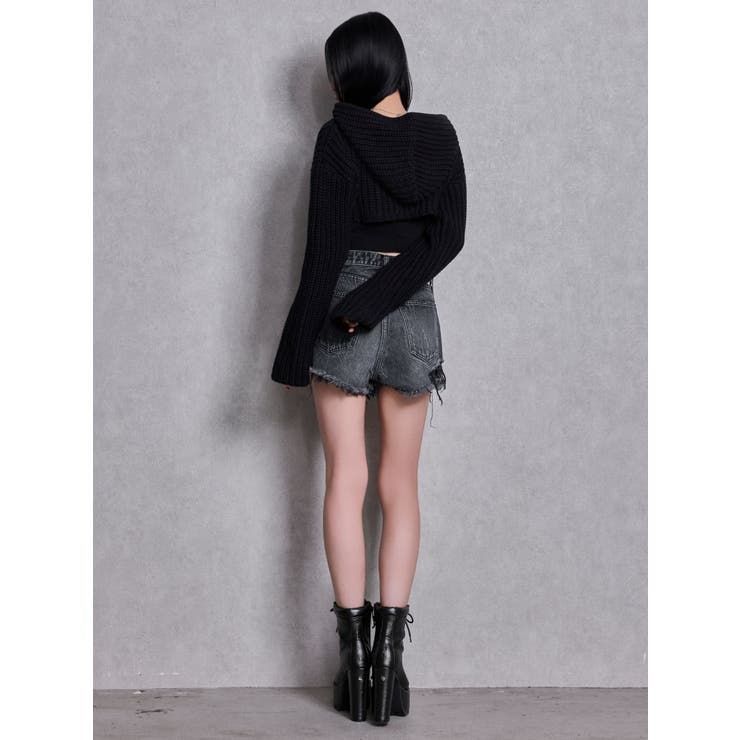 ハイウエストBACK RIPPEDデニムショートパンツ | GYDA | 詳細画像6 