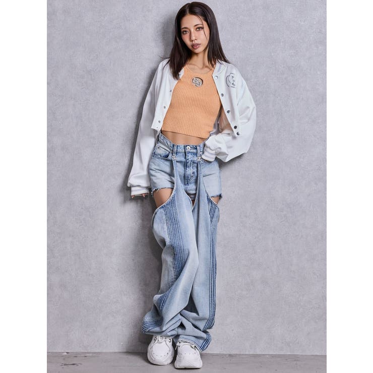 ハイウエストSymmetry GYDA 2WAYラインプリーツデニムパンツ | GYDA | 詳細画像27 