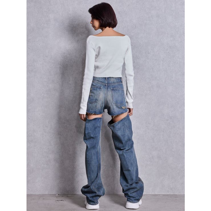 ハイウエストSymmetry GYDA 2WAYラインプリーツデニムパンツ | GYDA | 詳細画像31 