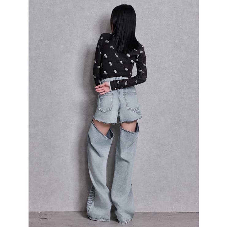 ハイウエストSymmetry GYDA 2WAYラインプリーツデニムパンツ | GYDA | 詳細画像5 