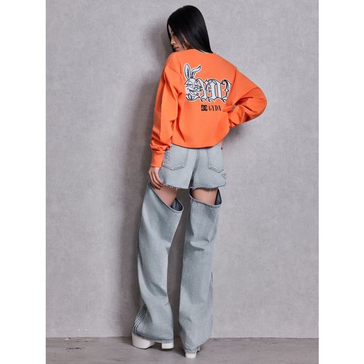 ハイウエストSymmetry GYDA 2WAYラインプリーツデニムパンツ | GYDA | 詳細画像7 