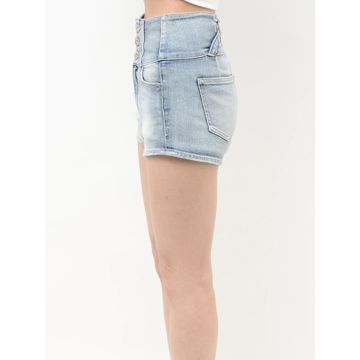 ハイウエストボタンBACKカーブクロスGYDA chainデニムショートパンツ | GYDA | 詳細画像26 