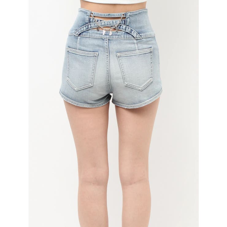 ハイウエストボタンBACKカーブクロスGYDA chainデニムショートパンツ | GYDA | 詳細画像27 