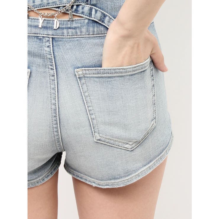ハイウエストボタンBACKカーブクロスGYDA chainデニムショートパンツ | GYDA | 詳細画像29 