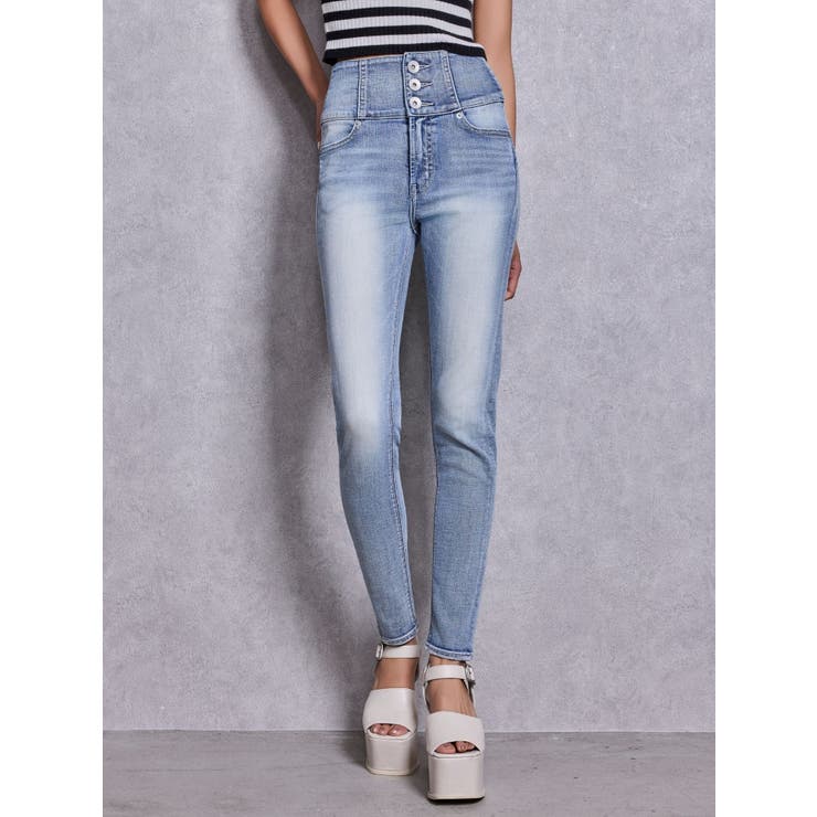 ハイウエストボタンBACKカーブクロスGYDA chainスキニーデニムパンツ | GYDA | 詳細画像19 