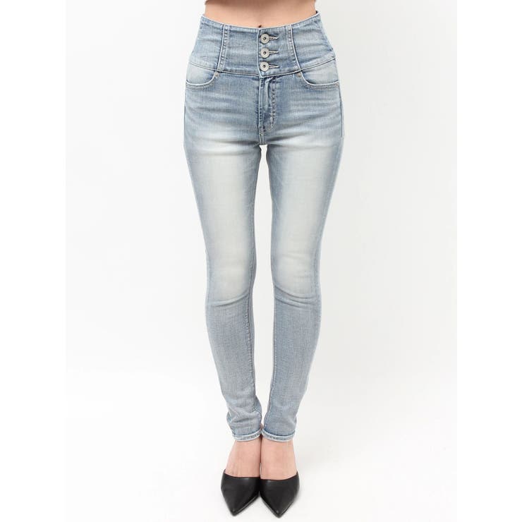 ハイウエストボタンBACKカーブクロスGYDA chainスキニーデニムパンツ | GYDA | 詳細画像23 