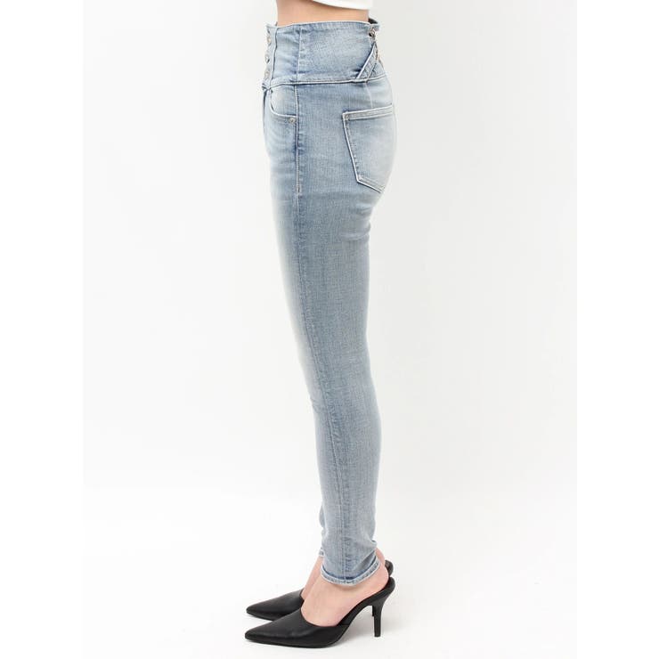 ハイウエストボタンBACKカーブクロスGYDA chainスキニーデニムパンツ | GYDA | 詳細画像24 