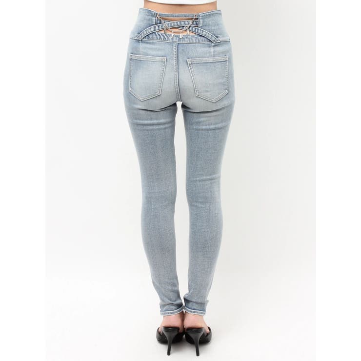 ハイウエストボタンBACKカーブクロスGYDA chainスキニーデニムパンツ | GYDA | 詳細画像25 