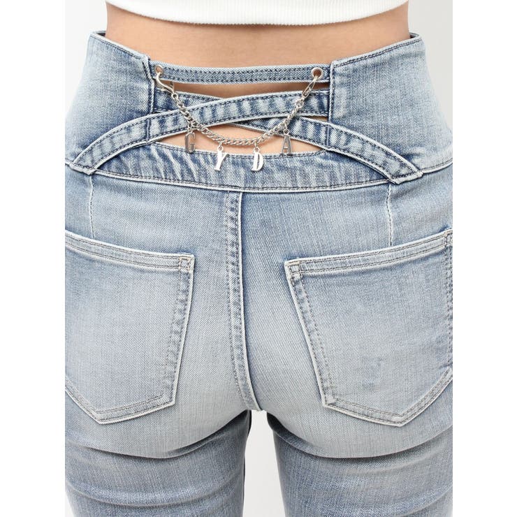 ハイウエストボタンBACKカーブクロスGYDA chainスキニーデニムパンツ | GYDA | 詳細画像26 