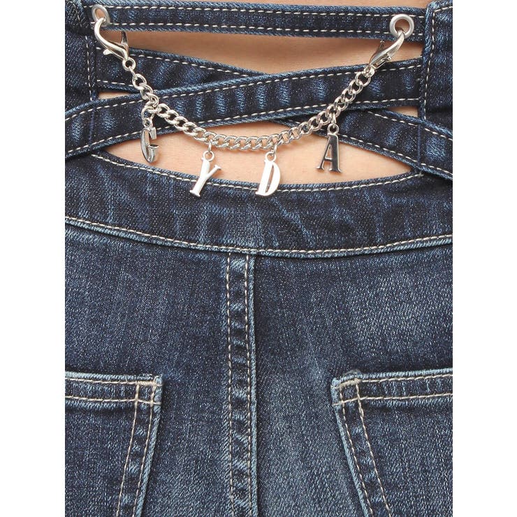 ハイウエストボタンBACKカーブクロスGYDA chainスキニーデニムパンツ | GYDA | 詳細画像32 