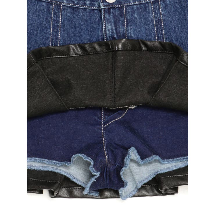 【TINY】フェイクレザードッキングデニムスカートライクショートパンツ | GYDA | 詳細画像18 