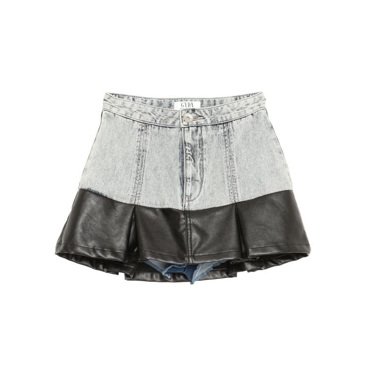 【TINY】フェイクレザードッキングデニムスカートライクショートパンツ | GYDA | 詳細画像21 