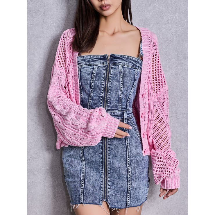 ピンク | 2WAYメッシュブリーチニットトップス | GYDA