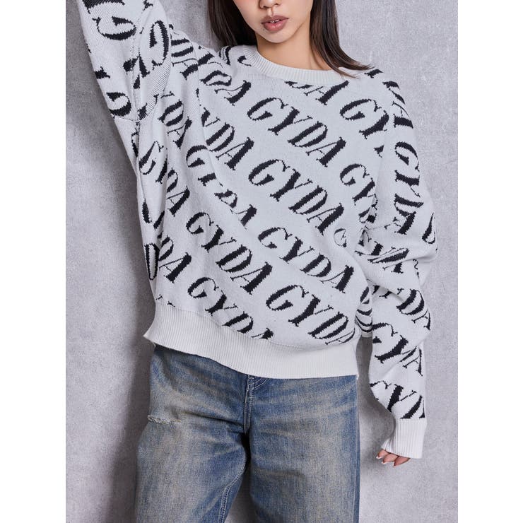 オフホワイト | GYDA SLANT PATTERNニットトップス | GYDA