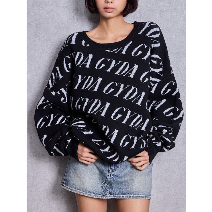 ブラック | GYDA SLANT PATTERNニットトップス | GYDA