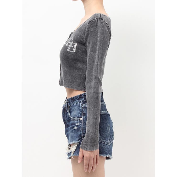 GG bijou ZIPブリーチニットショートトップス | GYDA | 詳細画像23 