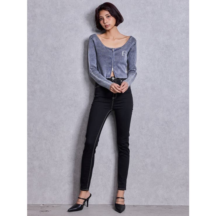 GG bijou ZIPブリーチニットショートトップス | GYDA | 詳細画像5 