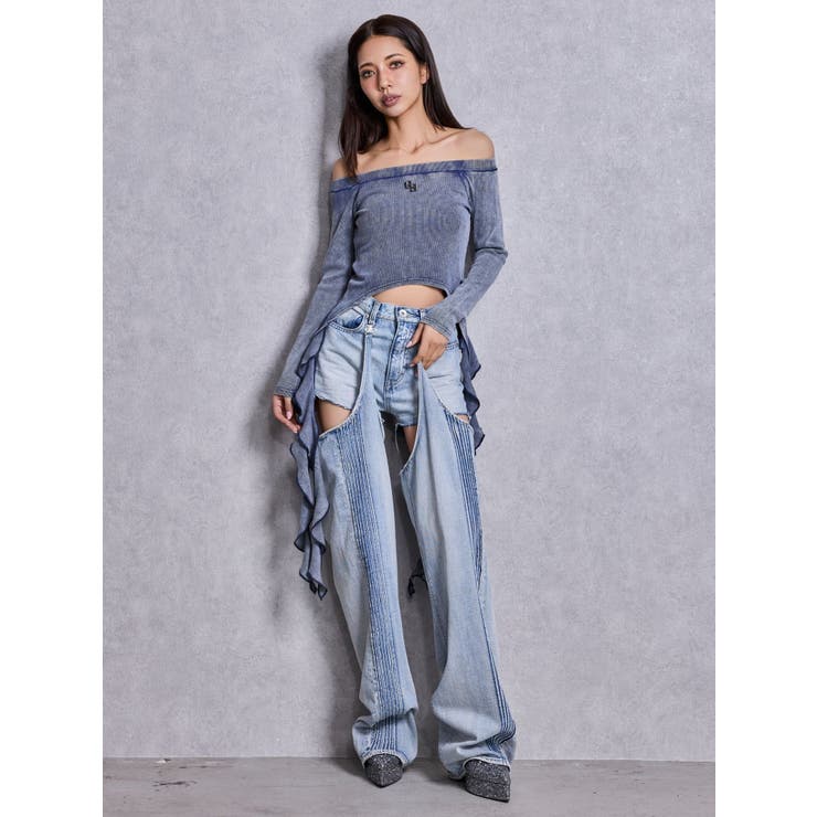 GG SIDE DRAPE EDGEオフショルトップス | GYDA | 詳細画像10 