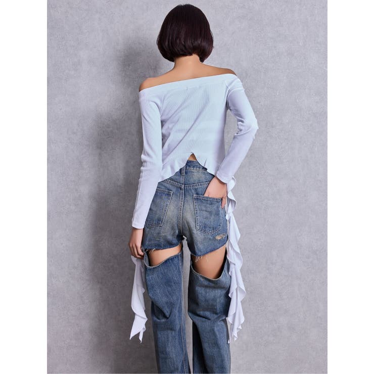 GG SIDE DRAPE EDGEオフショルトップス | GYDA | 詳細画像13 