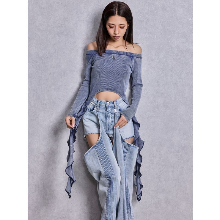 GG SIDE DRAPE EDGEオフショルトップス | GYDA | 詳細画像8 