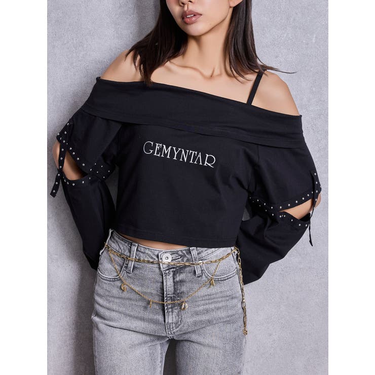 ブラック | GEMYNTARオフショルトップス | GYDA