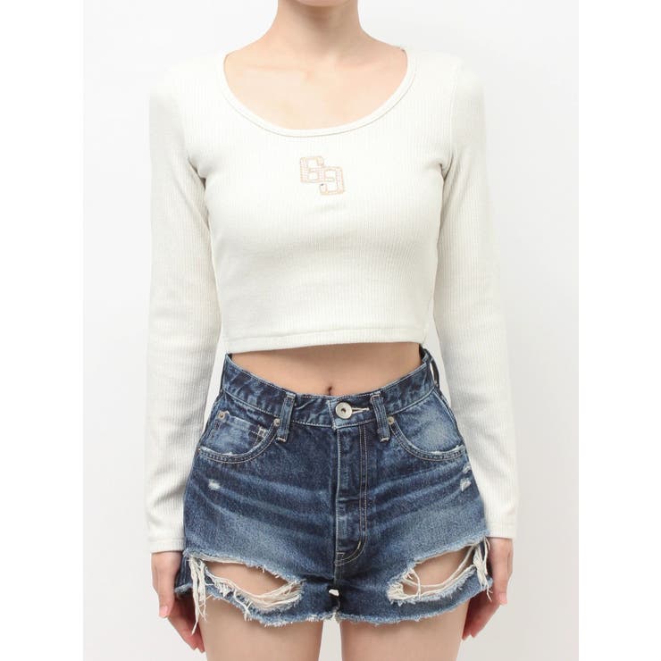 GGロゴラインストーンラメテレコトップス | GYDA | 詳細画像17 