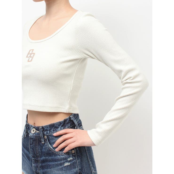 GGロゴラインストーンラメテレコトップス | GYDA | 詳細画像21 