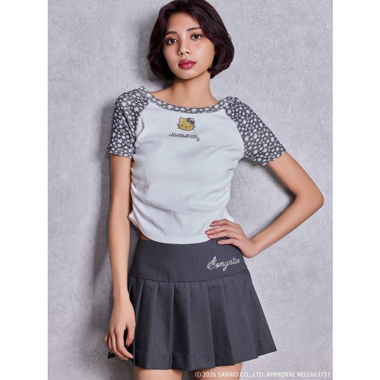 チャコールグレー | GYDA×ハローキティ レオパードラグランTシャツ | GYDA