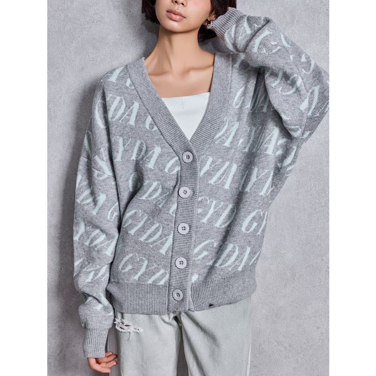 グレー | GYDA SLANT PATTERNニットカーディガン | GYDA