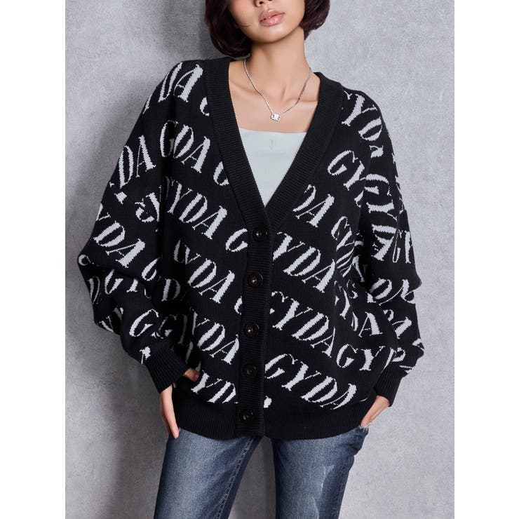 ブラック | GYDA SLANT PATTERNニットカーディガン | GYDA