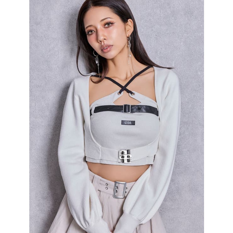 オフホワイト | GG bijou beltニットボレロ | GYDA