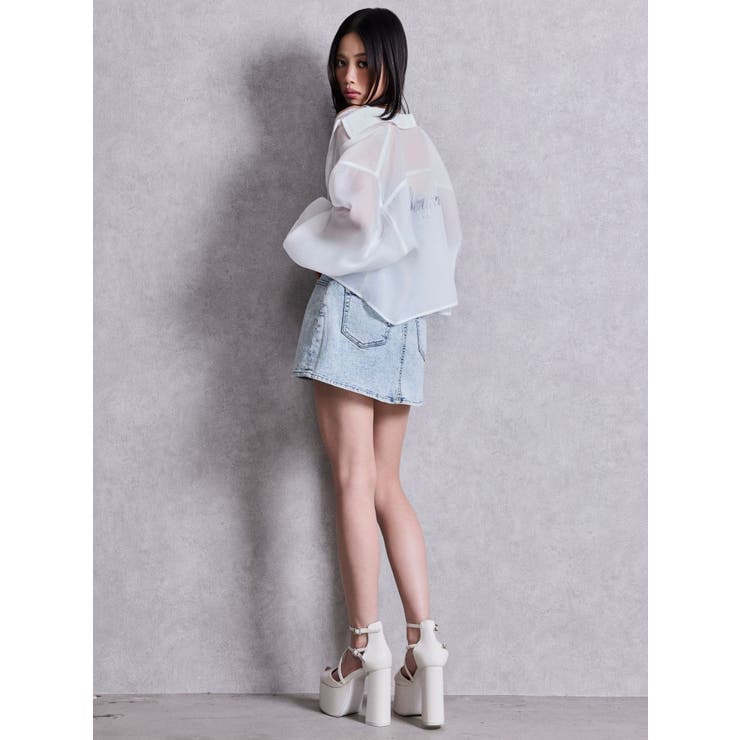 sacred edge cross ZIPスカートライクデニムミニワンピース | GYDA | 詳細画像19 