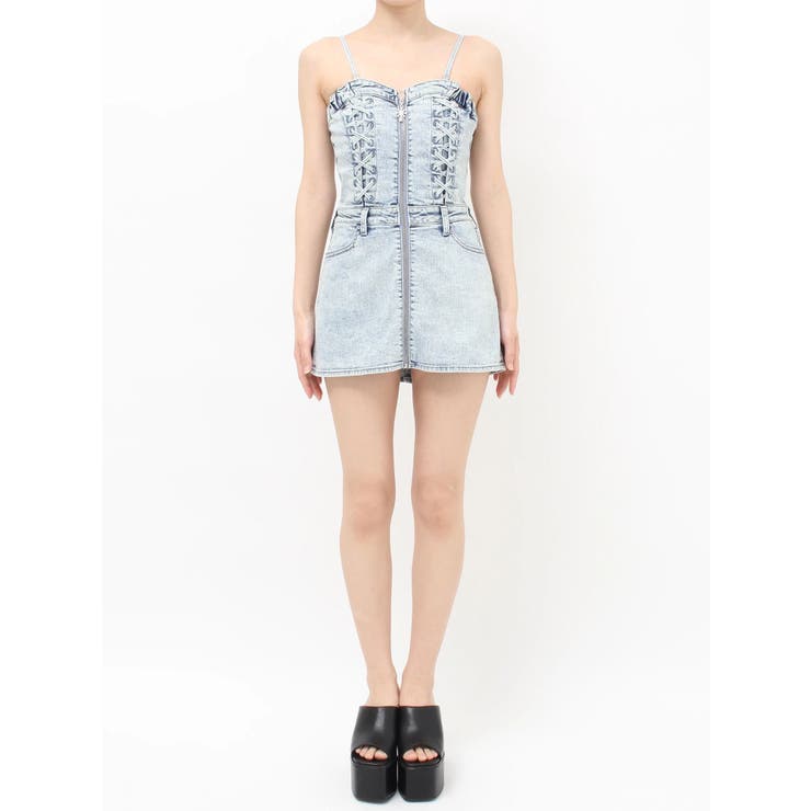 sacred edge cross ZIPスカートライクデニムミニワンピース | GYDA | 詳細画像32 