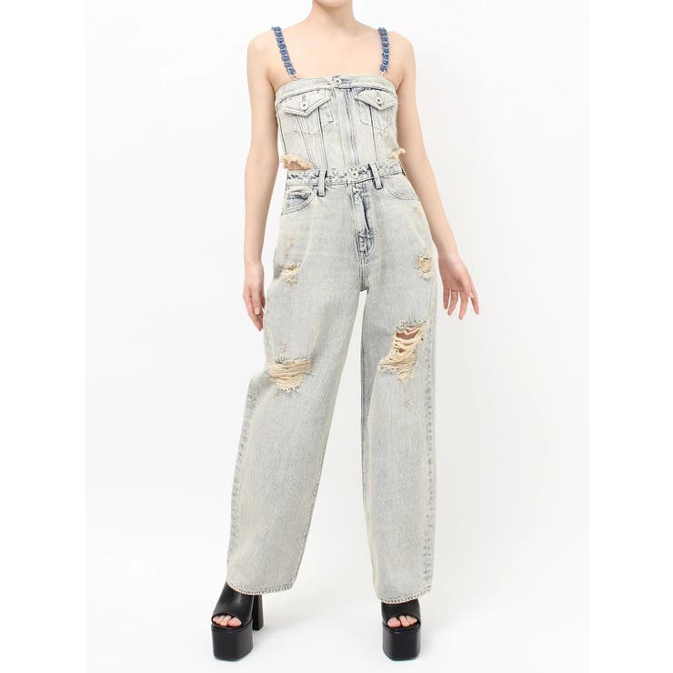 アイスブルー | 2WAYデニムチェーンロンパース | GYDA