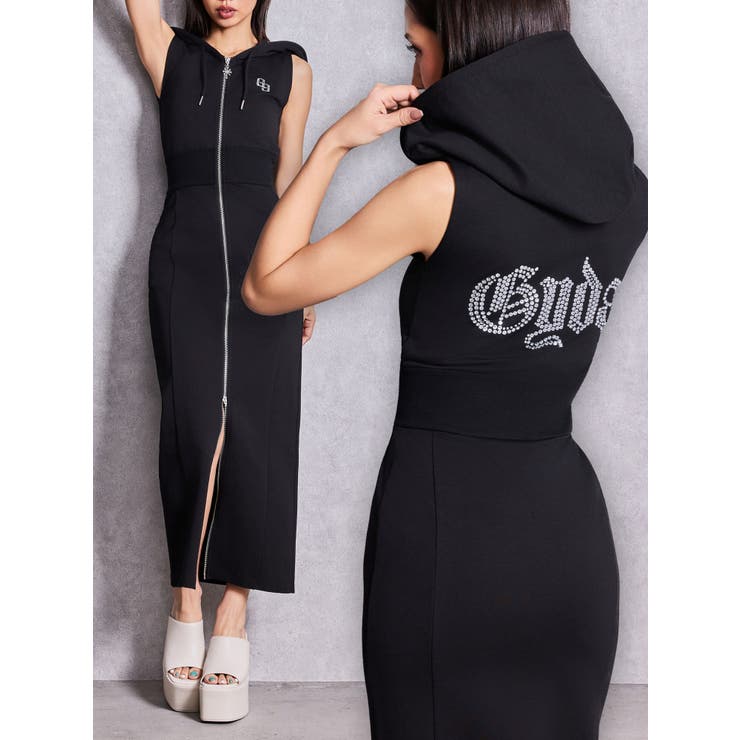 ブラック | BACK GYDA ZIPパーカーLONGワンピース | GYDA