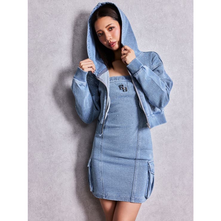 GGプレートbijouカットデニムベアワンピース | GYDA | 詳細画像12 