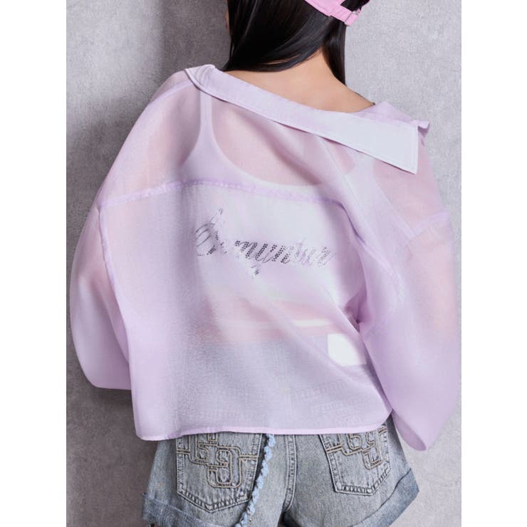 パープル | Gemyntar bijou SHEERシャツ | GYDA