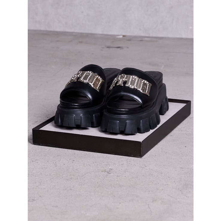 ブラック | GYDA bijouプレートボリュームソールサンダル | GYDA