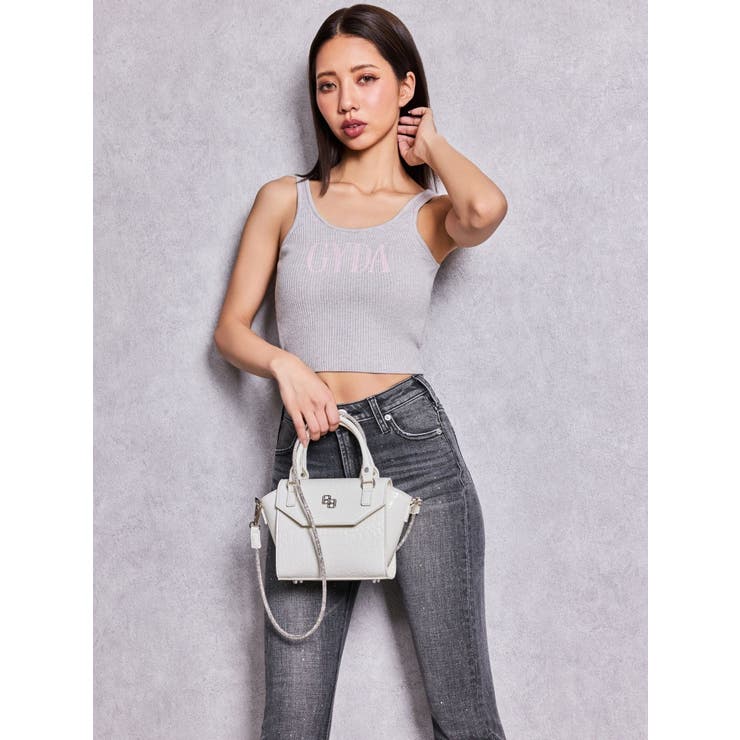 クレージュ　クロコ　エナメル　ホワイト　ショルダー　コンパクト　お洒落　リッチ GG エナメルクロコmini BAG[品番：MKSW0070351]｜GYDA（ジェイダ