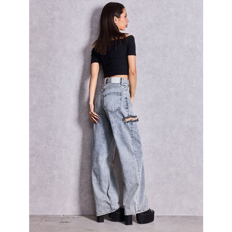 ハイウエストGYDA CUT OUT SIDE RIPPEDデニムパンツ | GYDA | 詳細画像10 