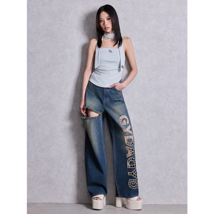 ハイウエストGYDA CUT OUT SIDE RIPPEDデニムパンツ | GYDA | 詳細画像11 