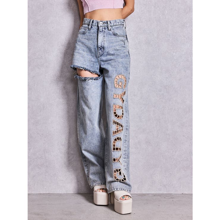 ハイウエストGYDA CUT OUT SIDE RIPPEDデニムパンツ | GYDA | 詳細画像15 