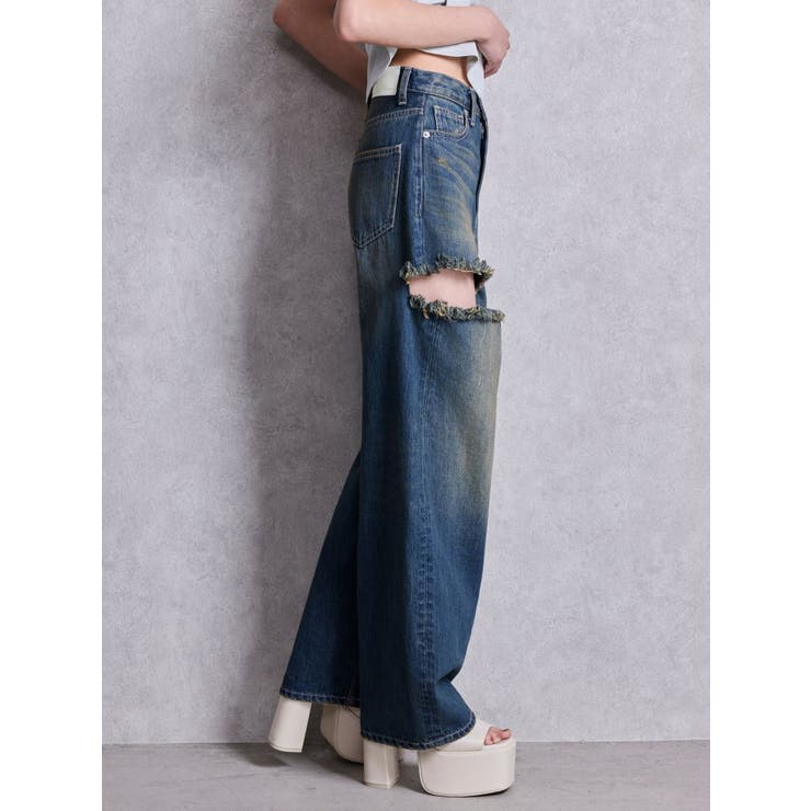 ハイウエストGYDA CUT OUT SIDE RIPPEDデニムパンツ | GYDA | 詳細画像18 